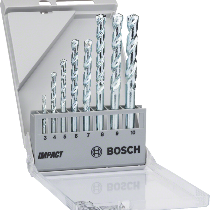 Bosch CYL-1 Masonry Drill Bit Set (3-10mm): Concrete, Brick, Stone Drilling. 8-Piece Kit.