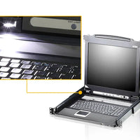 16-Port 17'' VGA LCD Integrated USB/PS2 Combo KVM with an Extra Console port and USB peripheral support W/(USKB/SPKB/OUTKB)/W/FG