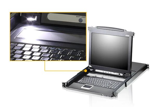 16-Port 17'' VGA LCD Integrated USB/PS2 Combo KVM with an Extra Console port and USB peripheral support W/(USKB/SPKB/OUTKB)/W/FG