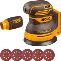 INGCO 20V Cordless Orbital Sander 125mm - Tool Only - Brushless Motor