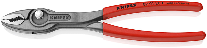 KNIPEX 82 01 200 SB TwinGrip FRONT AND SIDE GRIPPING PLIERS with non-slip plastic coating grey atramentized 200 mm - KNI8201200SB