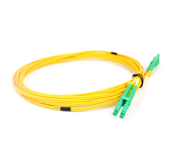Yellow Fiber Optic Patch Lead LC/APC-LC/APC Duplex Single Mode - 5M G.652D Cable Connector