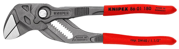 KNIPEX 86 01 180 SB Pliers Wrench pliers and a wrench in a single tool with non-slip plastic coating grey atramentized 180 mm