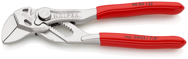 KNIPEX 86 03 125 Mini Pliers Wrench: Adjustable, Chrome-Plated Tool