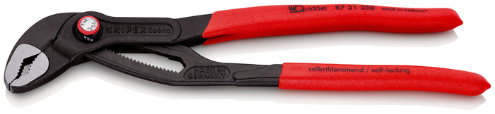 KNIPEX 87 21 250 SB Cobra® QuickSet High-Tech Water Pump Pliers with non-slip plastic coating grey atramentized 250 mm