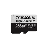 TRANSCEND 350V 256GB HIGH ENDURANCE MICRO SD UHS-I  U3 C10 SDXC - READ 100 MB/S - WRITE 45MB/S - WITH SD ADPTOR Transcend