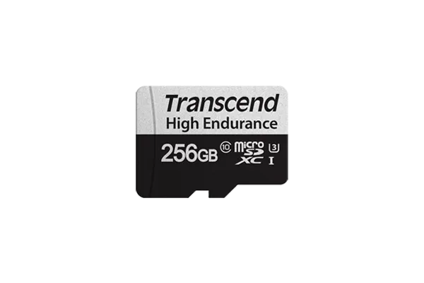 TRANSCEND 350V 256GB HIGH ENDURANCE MICRO SD UHS-I  U3 C10 SDXC - READ 100 MB/S - WRITE 45MB/S - WITH SD ADPTOR Transcend