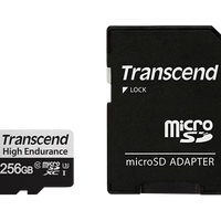 TRANSCEND 350V 256GB HIGH ENDURANCE MICRO SD UHS-I  U3 C10 SDXC - READ 100 MB/S - WRITE 45MB/S - WITH SD ADPTOR Transcend