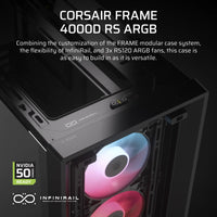FRAME 4000D RS ARGB Black Mid-Tower PC Case; 2x 3.5'' |  2x 2.5'' Drive Bays; Up to 360mm Radiator; 3x RS ARGB PWM Fans;