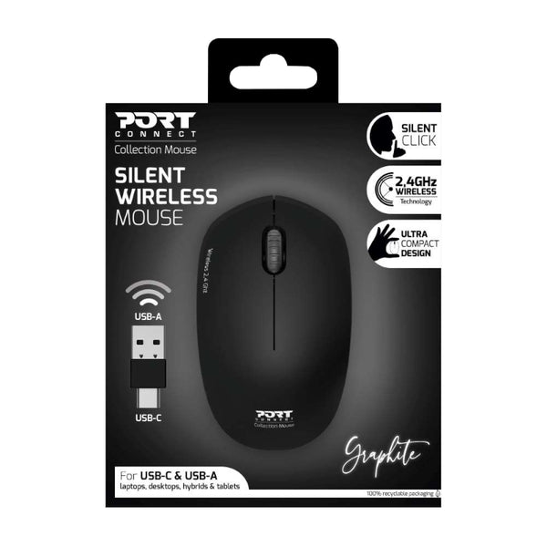 PORT 2.4GHZ COLLECTION II GRAPHITE WIRELESS MOUSE,900540