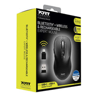 Port Connect Expert Wireless Bluetooth Mouse: Rechargeable, Multi-Device, Ergonomic Mouse for Professionals