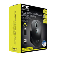 PORT CONNECT Bluetooth Wireless Mouse - Executive Ergonomic Black Mouse