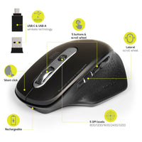 PORT CONNECT Bluetooth Wireless Mouse - Executive Ergonomic Black Mouse