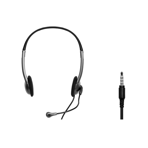 Port Stereo Headset with Mic with 1.2m Cable|1 x 3.5mm|Volume Controller - Black