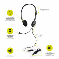 Port Stereo Headset with Mic with 1.2m Cable|1 x 3.5mm|Volume Controller - Black-901603