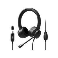 Port Black Comfortable Office Stereo USB Headset