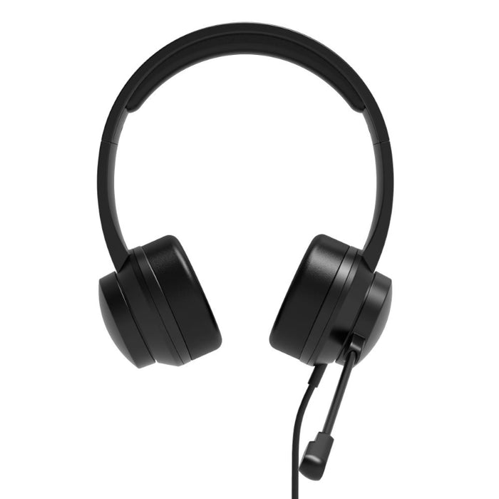 Port Connect USB Headset 1.8m Cable with Mic and Padded/Soft Cushions Black-901605