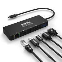 Port USB Type-C to 1 x RJ45|1 x USB3.0 SS|1 x Type-C 85W PD|1 x HDMI2.0|1 x VGA 30cm Cable Dock - Black-901909
