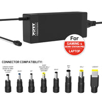 250W Universal Laptop Charger: Port Connect, 8 Tips, Fast Charge. For Gaming & Workstation. Lenovo, HP, Dell Compatible.