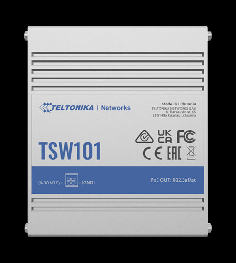 Teltonika TSW101: 5-Port Gigabit PoE+ Switch for Automotive and Industrial Applications