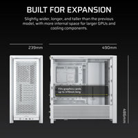 FRAME 4000D White Mid-Tower PC Case; 2x 3.5'' |  2x 2.5'' Drive Bays; Up to 360mm Radiator compatible; No Fans