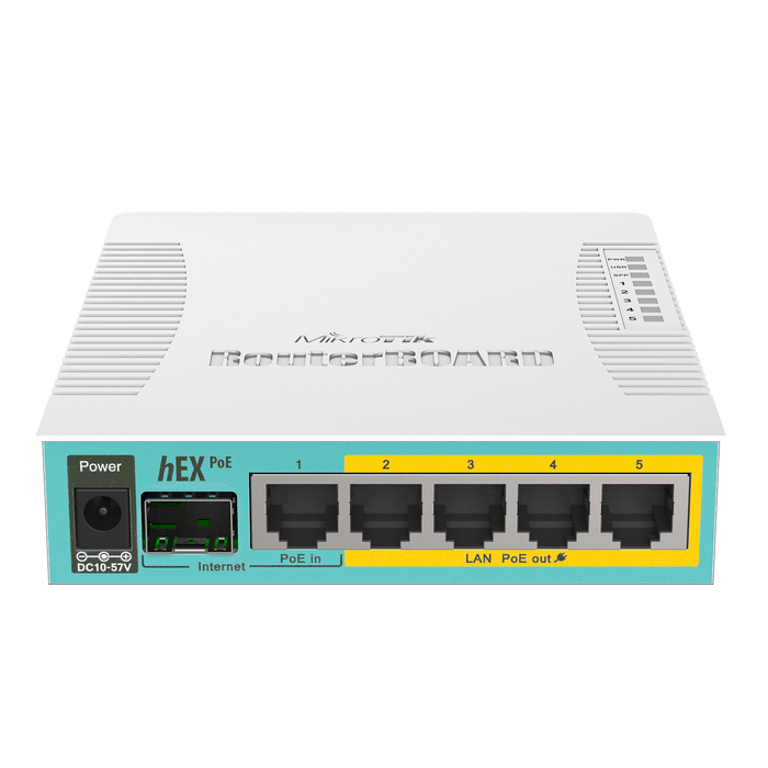 MikroTik hEX PoE - Desktop PoE Router with 5 Gb, 1 SFP and 1 USB port-MT-RB960PGS