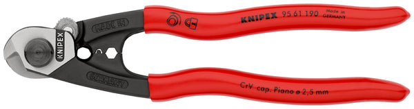 KNIPEX 95 61 190 SB Wire Rope Cutter forged with plastic coating 190 mm