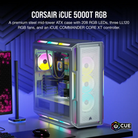 5000T RGB White Tempered Glass Mid-Tower; 2x 3.5'' |  4x 2.5'' Drive Bays; Up to 360mm Radiator compatible; 4x 120mm fan incl