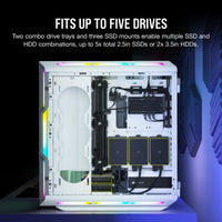 5000T RGB White Tempered Glass Mid-Tower; 2x 3.5'' |  4x 2.5'' Drive Bays; Up to 360mm Radiator compatible; 4x 120mm fan incl