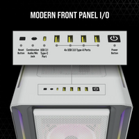 5000T RGB White Tempered Glass Mid-Tower; 2x 3.5'' |  4x 2.5'' Drive Bays; Up to 360mm Radiator compatible; 4x 120mm fan incl
