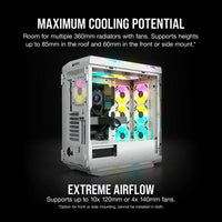 5000T RGB White Tempered Glass Mid-Tower; 2x 3.5'' |  4x 2.5'' Drive Bays; Up to 360mm Radiator compatible; 4x 120mm fan incl-CC-9011231-WW