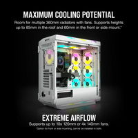 5000T RGB White Tempered Glass Mid-Tower; 2x 3.5'' |  4x 2.5'' Drive Bays; Up to 360mm Radiator compatible; 4x 120mm fan incl