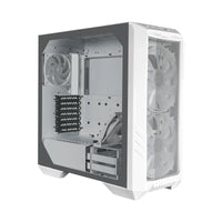 Cooler Master HAF 500 White Mid Tower PC Case - Back View | High Airflow Design, Component Slots, I/O Ports