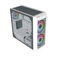 Cooler Master HAF 500 White Mid Tower PC Case - Back View | High Airflow Design, Component Slots, I/O Ports