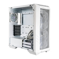 Cooler Master HAF 500 White Mid Tower PC Case - Back View | High Airflow Design, Component Slots, I/O Ports