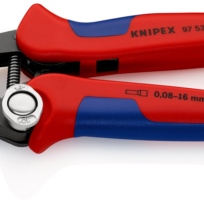KNIPEX 97 53 04 SB Self-Adjusting Crimping Pliers for wire ferrules with lateral access with multi-component handles burnished 180 mm