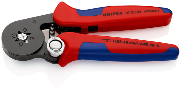 KNIPEX 97 53 04 SB Self-Adjusting Crimping Pliers for wire ferrules with lateral access with multi-component handles burnished 180 mm