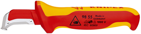 KNIPEX 98 55 SB Stripping Knife with guide shoe insulated with multi-component grips, VDE-tested 180 mm