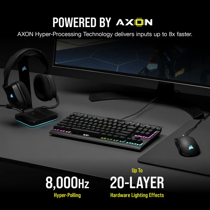 Corsair K70 RGB TKL Optical-Mechanical Gaming Keyboard; Backlit RGB LED; CORSAIR OPX Keyswitches; Black Corsair