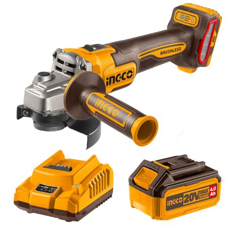 Ingco| Cordless Angle Grinder 20V (900w Max) + 4Ah Battery & Charger - CAGLI261521