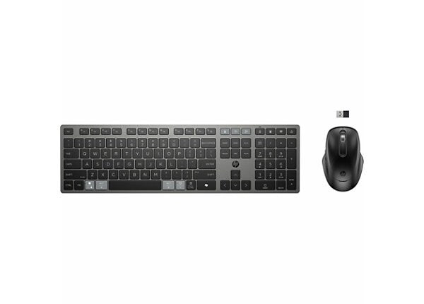 HP 725 Rechargeable Wireless Keyboard and Mouse Combo - Gray. Ergonomic design, wireless connectivity. 