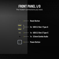2500D Airflow Black Mid-Tower Dual Chamber PC Case; 2x 3.5'' |  2x 2.5'' Drive Bays; Up to 360mm Radiator compatible