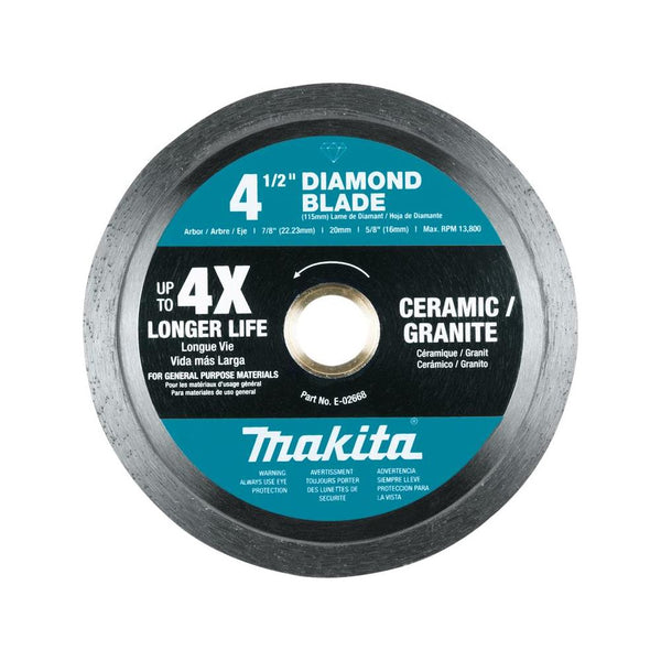 Makita 4.5" Diamond Blade for Ceramic & Granite Cutting. Part No. E-02668