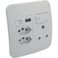 Major Tech Single RSA, Double V-Slim, Single USB Socket WT/SV (100mmx100mm) VG27WSV