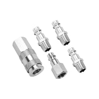 AMPRO A2571 5PC Air Coupler Set German Type: Air compressor fittings, pneumatic tool connectors.