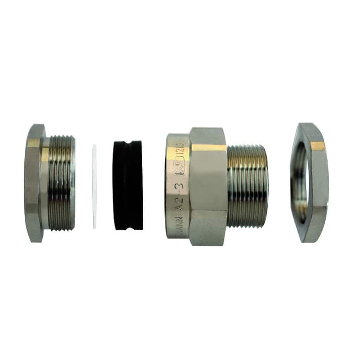 A2 Compression Cable Gland No. 6: Disassembled view of cable connector parts from Chavda.com. Cable entry accessory.