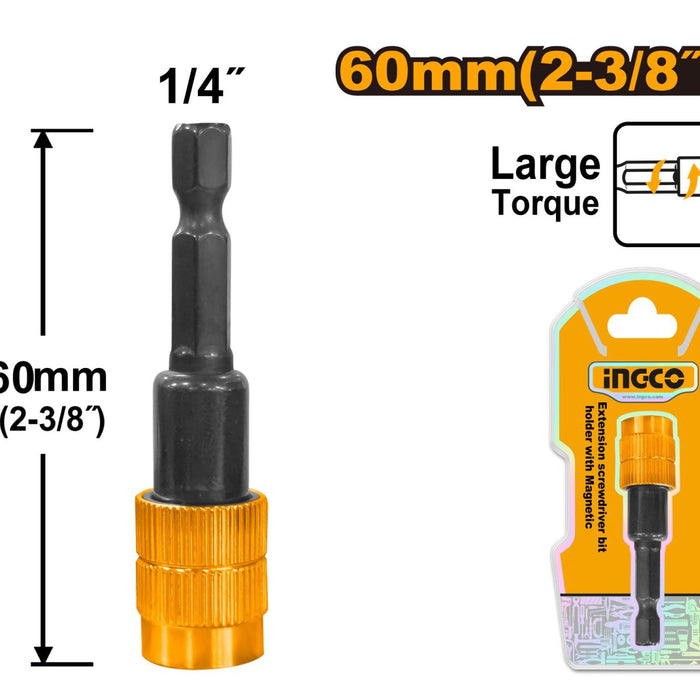 INGCO ACC Screwdriver Bit Holder 60mm: Extension Bit with Magnetic Holder
