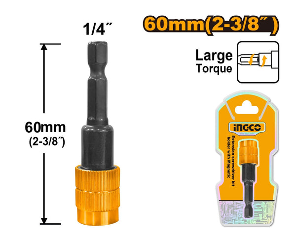 INGCO ACC Screwdriver Bit Holder 60mm: Extension Bit with Magnetic Holder