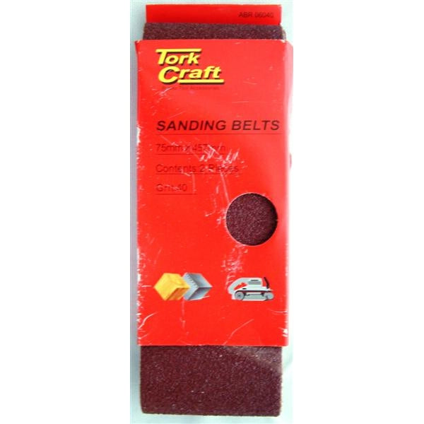 Tork Craft Sanding Belt 75x457mm 60 Grit 2-Pack for Belt Sander | Wood & Metal