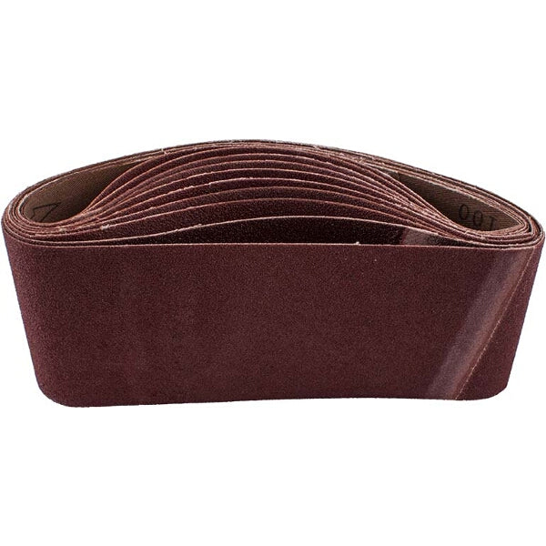 Sanding Belt 75x457mm 100 Grit (10 Pack). High Quality Aluminium Oxide for Wood & Metal Sanding - Compatible Belt Sander Accessory